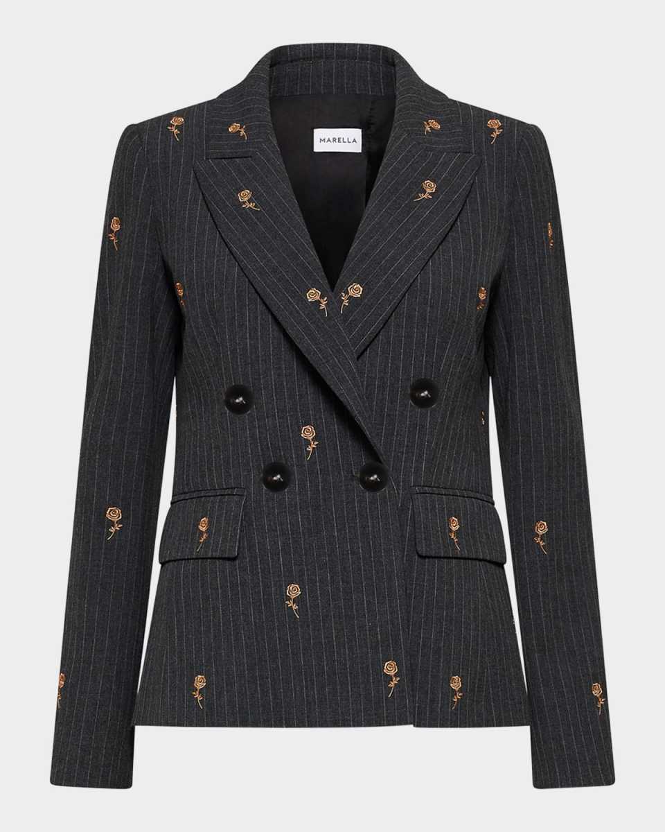 Edera Embroidered Pinstripe Blazer